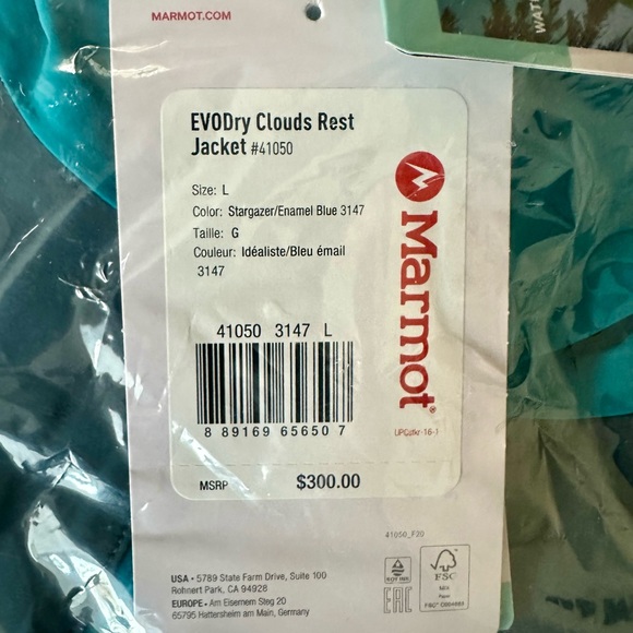 NWTs Marmot Men’s EVODry Clouds Rest Jacket. Size Large - Picture 11 of 11